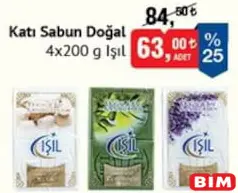IŞIL KATI SABUN DOĞAL 4X200 G fiyat ve kampanya bilgisi